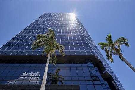 a building with trees